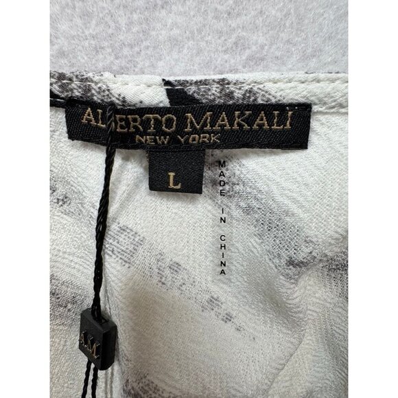 Alberto Makali Knot Sleeve One Shoulder Blouse Zebra Stripe Top Women's Large L - Picture 9 of 10